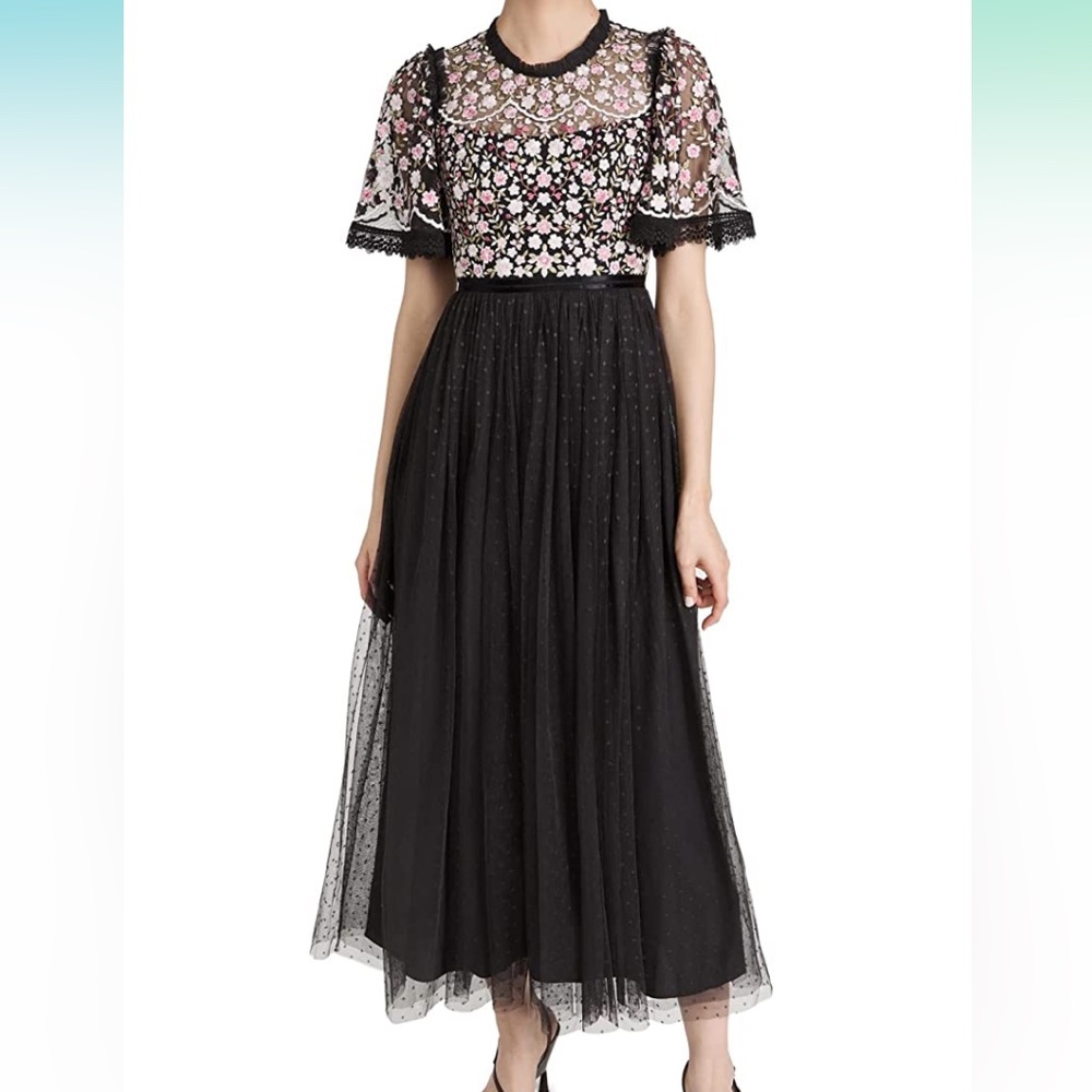 NWT Needle & Thread Rosie Lace Short Sleeve Ankle Gown